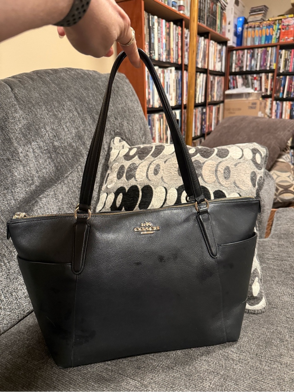 Coach Ava Tote in Black Pebbled Leather